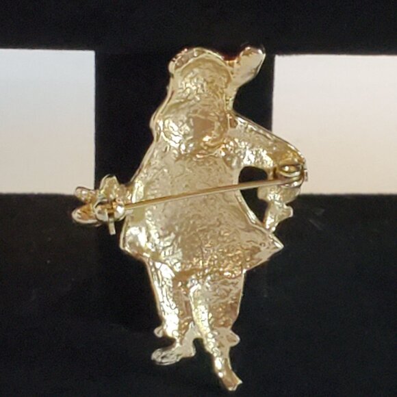 Vintage Santa Claus Christmas Enamel Brooch Pin with Gold Tone RARE - Picture 4 of 8
